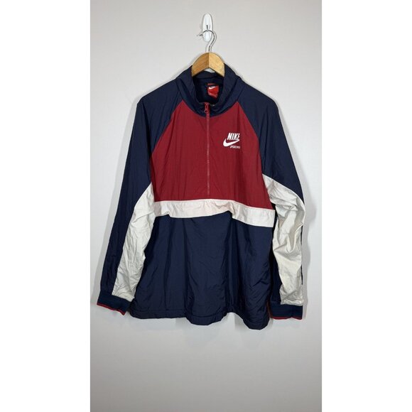 Nike Red Blue White Half Zip Up Jacket Men's Size XL Sporty Colorblock Retro - Picture 1 of 12